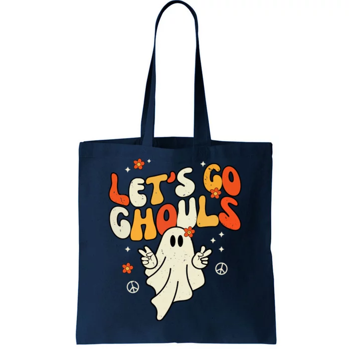 Lets Go Ghouls Ghost Retro Halloween Costume Tote Bag