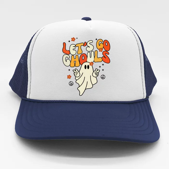 Lets Go Ghouls Ghost Retro Halloween Costume Trucker Hat