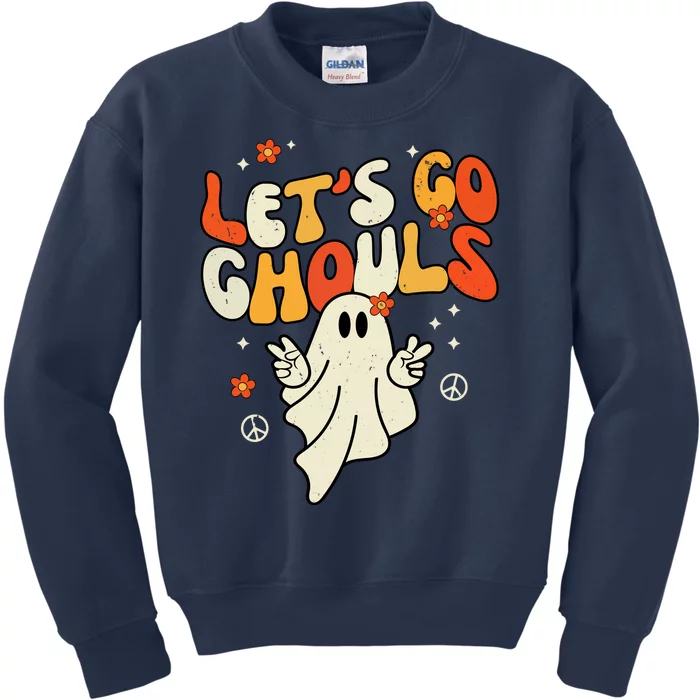 Lets Go Ghouls Ghost Retro Halloween Costume Kids Sweatshirt