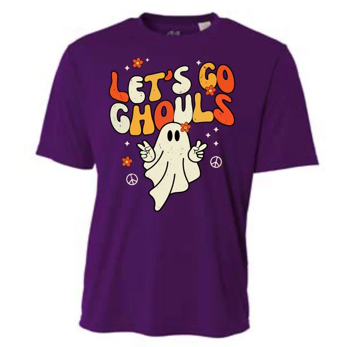 Lets Go Ghouls Ghost Retro Halloween Costume Cooling Performance Crew T-Shirt