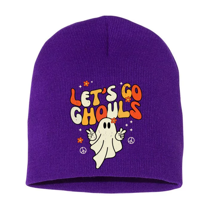 Lets Go Ghouls Ghost Retro Halloween Costume Short Acrylic Beanie