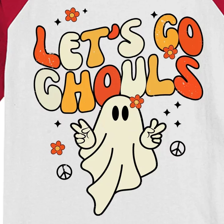 Lets Go Ghouls Ghost Retro Halloween Costume Kids Colorblock Raglan Jersey