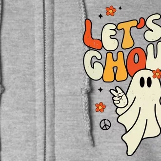 Lets Go Ghouls Ghost Retro Halloween Costume Full Zip Hoodie