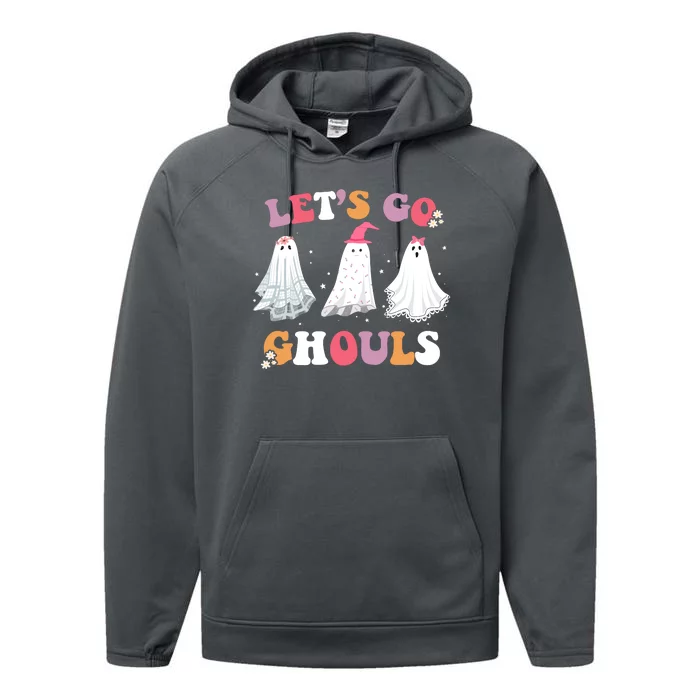 Lets Go Ghouls Cute Halloween Girl Squad Performance Fleece Hoodie