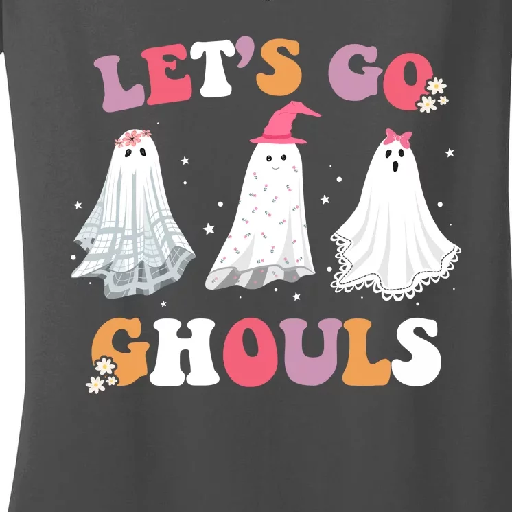 Lets Go Ghouls Cute Halloween Girl Squad Women's V-Neck T-Shirt