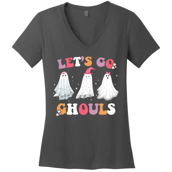 Lets Go Ghouls Cute Halloween Girl Squad Women's V-Neck T-Shirt