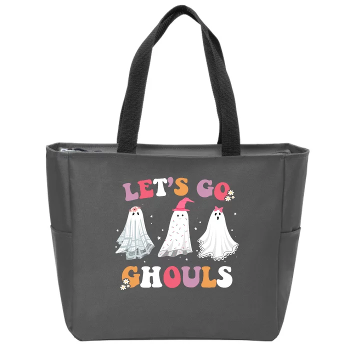 Lets Go Ghouls Cute Halloween Girl Squad Zip Tote Bag