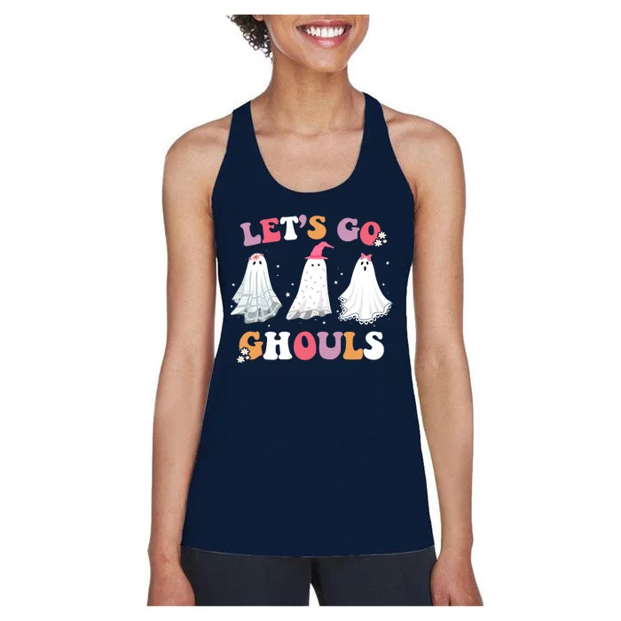 Lets Go Ghouls Cute Halloween Girl Squad Women's Racerback Tank