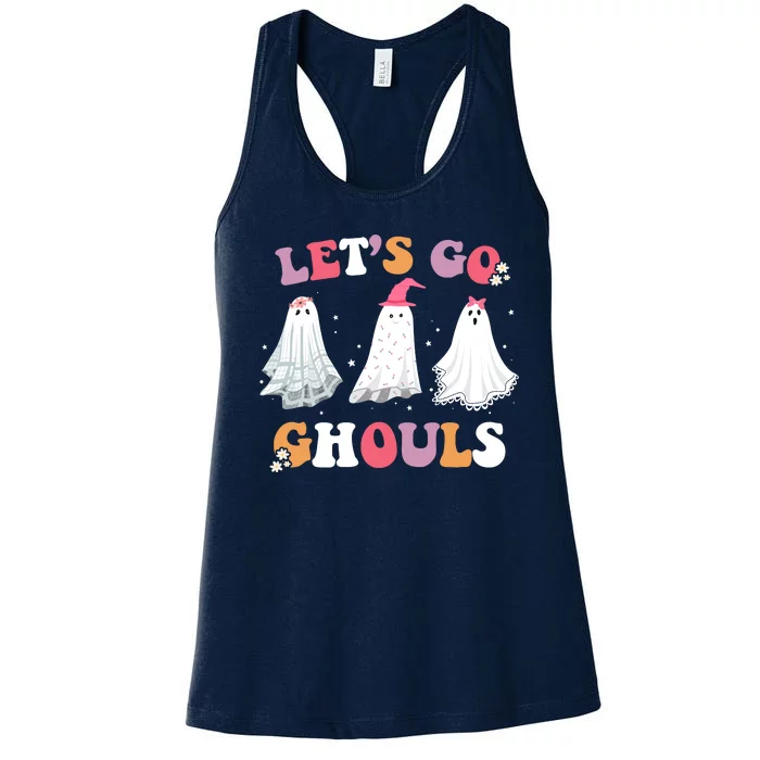 Lets Go Ghouls Cute Halloween Girl Squad Women's Racerback Tank