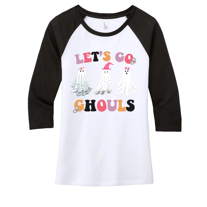 Lets Go Ghouls Cute Halloween Girl Squad Women's Tri-Blend 3/4-Sleeve Raglan Shirt