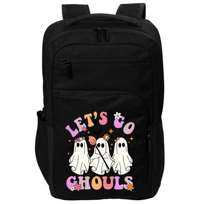 Lets Go Ghouls Halloween Ghost Outfit Costume Retro Groovy Impact Tech Backpack