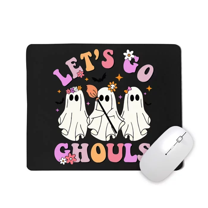 Lets Go Ghouls Halloween Ghost Outfit Costume Retro Groovy Mousepad