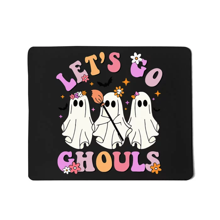 Lets Go Ghouls Halloween Ghost Outfit Costume Retro Groovy Mousepad