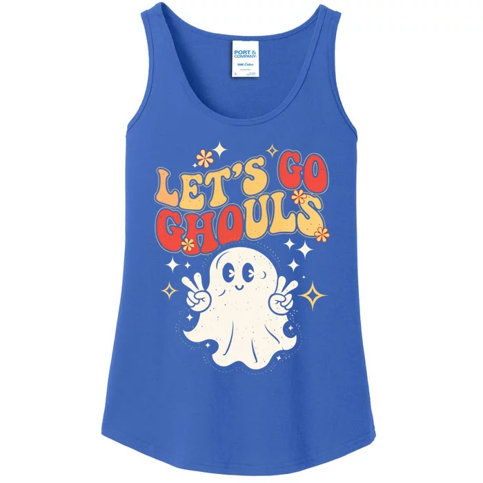 LetS Go Ghouls Ghost Halloween Costume Retro Spooky Gift Ladies Essential Tank