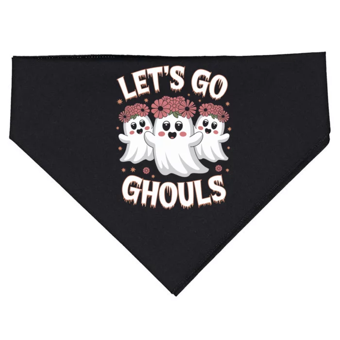 LetS Go Ghouls Retro Halloween Ghost Gift USA-Made Doggie Bandana