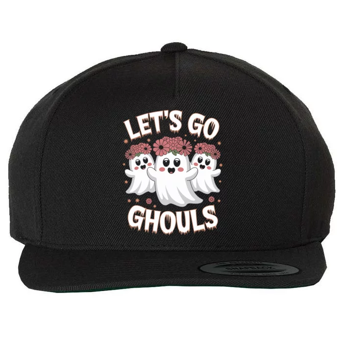 LetS Go Ghouls Retro Halloween Ghost Gift Wool Snapback Cap