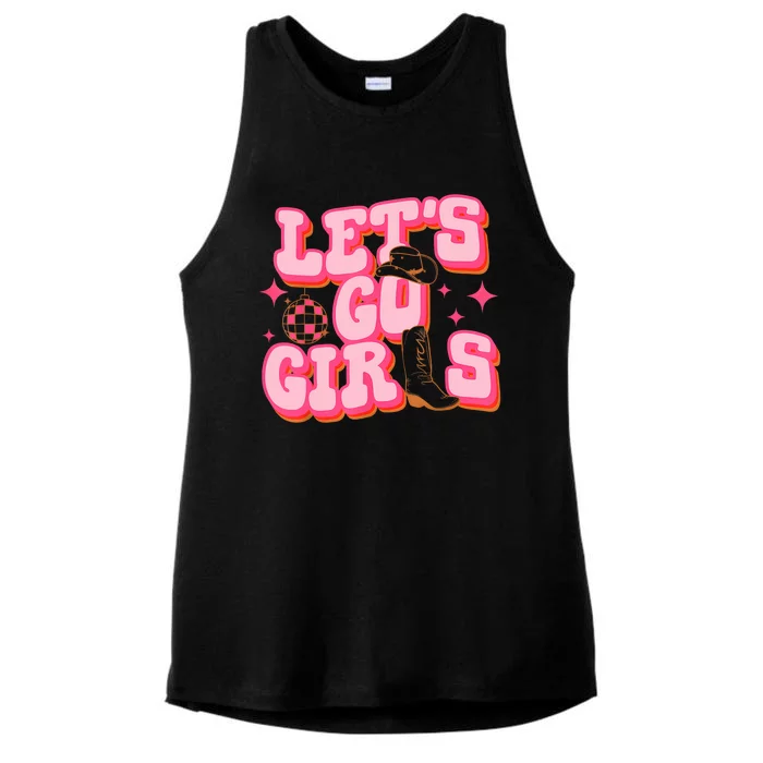 Lets Go Girl Cowgirl Hat Cowboy Boots Bachelorette Party Ladies Tri-Blend Wicking Tank