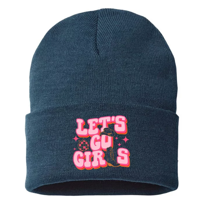 Lets Go Girl Cowgirl Hat Cowboy Boots Bachelorette Party Sustainable Knit Beanie