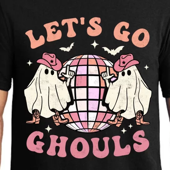 Lets Go Ghouls Halloween Spooky Season Groovy Retro Ghost Gift Pajama Set