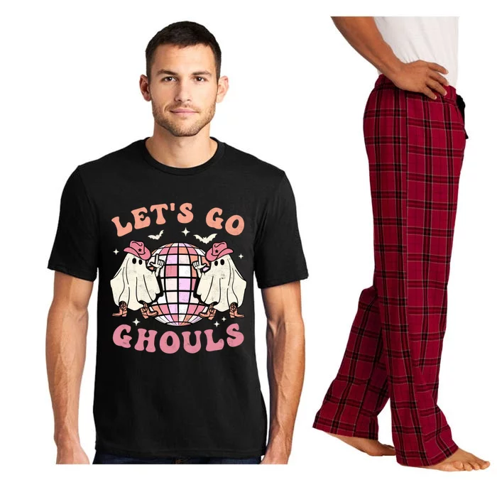 Lets Go Ghouls Halloween Spooky Season Groovy Retro Ghost Gift Pajama Set