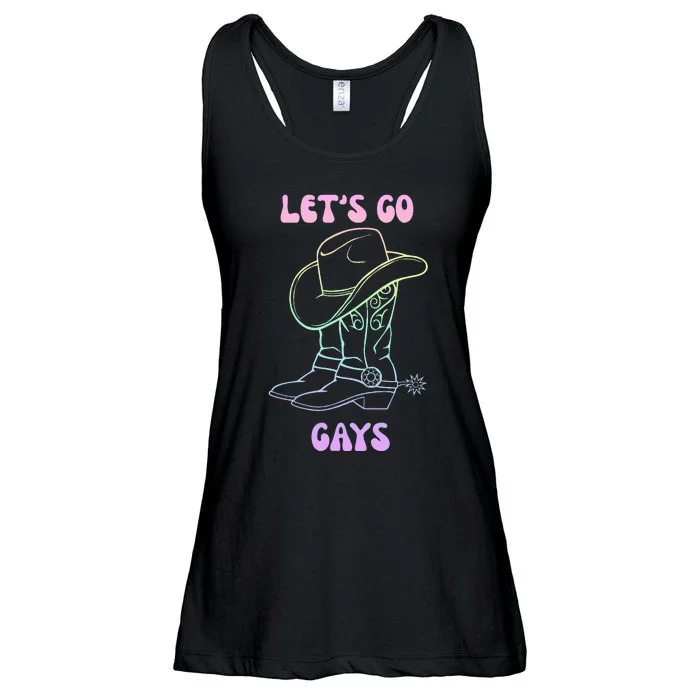 LetS Go Gays Howdy Lgbt Quote Ladies Essential Flowy Tank