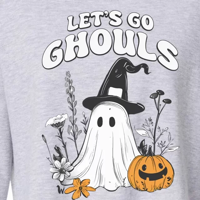 Let’S Go Ghouls Fun Ghost And Pumpkin Spooky Design Cool Gift Cropped Pullover Crew