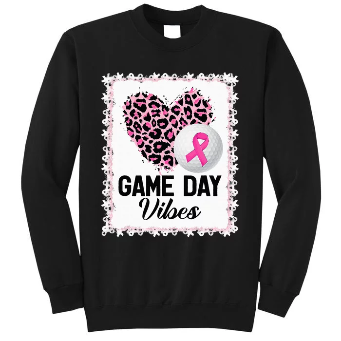 Leopard Golf Game Day Vibes Breast Cancer Awareness Tall Sweatshirt