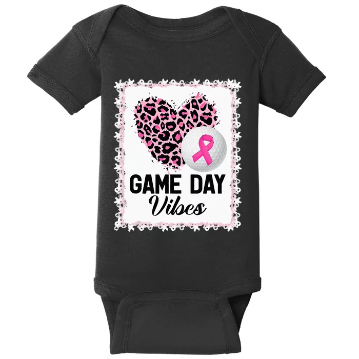 Leopard Golf Game Day Vibes Breast Cancer Awareness Baby Bodysuit