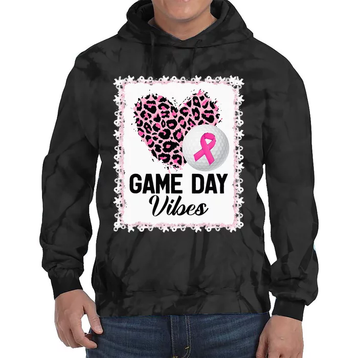 Leopard Golf Game Day Vibes Breast Cancer Awareness Tie Dye Hoodie