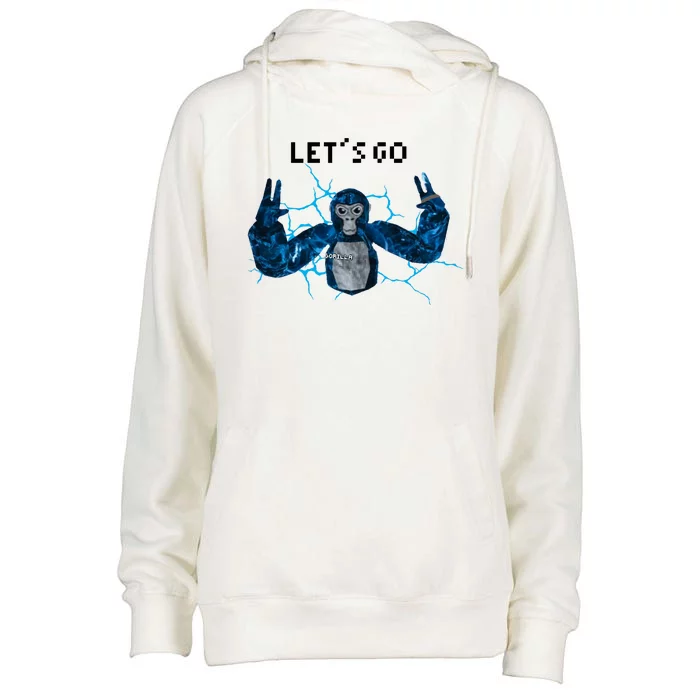 Let's Go Gorilla Gamer Meme Womens Funnel Neck Pullover Hood