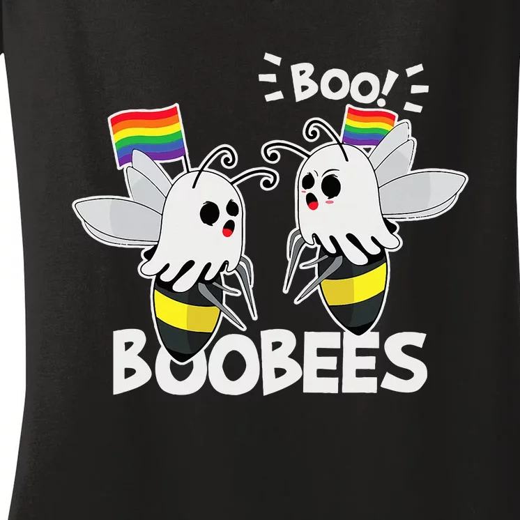 LGBT Gay Ghost Boo Bees Boobees Costume Funny Halloween Gift Women's V-Neck T-Shirt