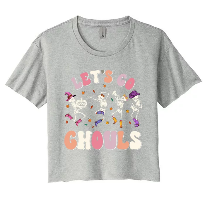 Let's Go Ghouls Spooky Season Halloween Trick Or Treat Retro Cute Gift Women's Crop Top Tee