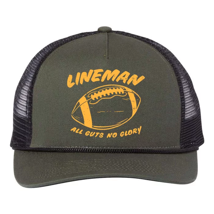 Lineman Guts Glory Funny American Football Gridiron Gift Retro Rope Trucker Hat Cap