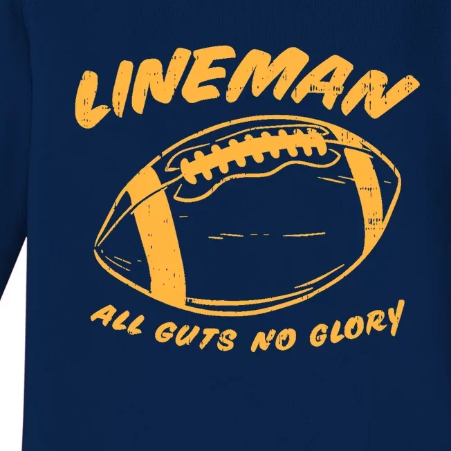 Lineman Guts Glory Funny American Football Gridiron Gift Baby Long Sleeve Bodysuit