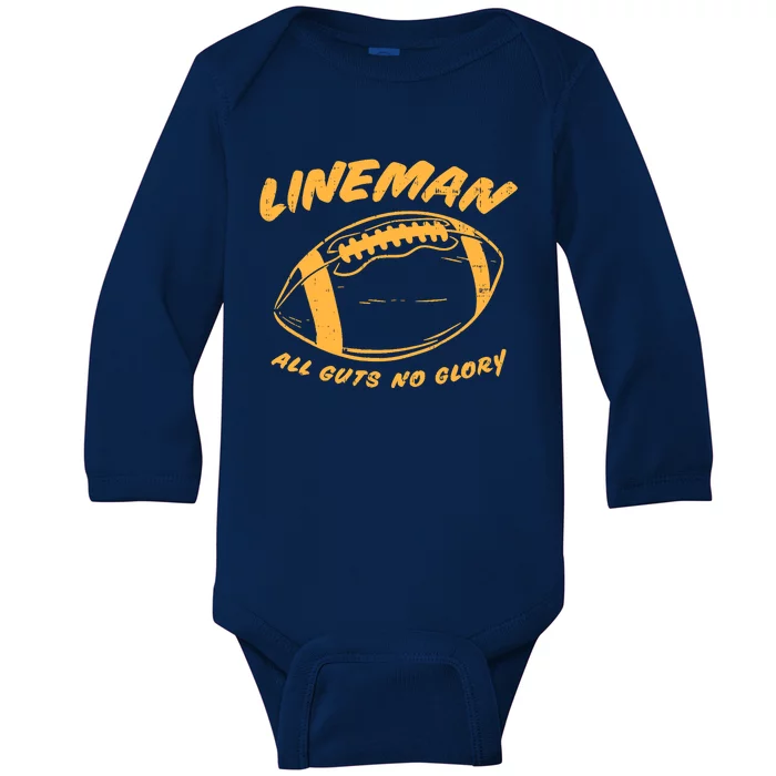 Lineman Guts Glory Funny American Football Gridiron Gift Baby Long Sleeve Bodysuit