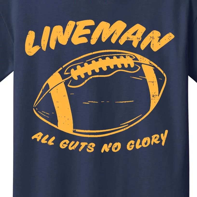 Lineman Guts Glory Funny American Football Gridiron Gift Kids T-Shirt