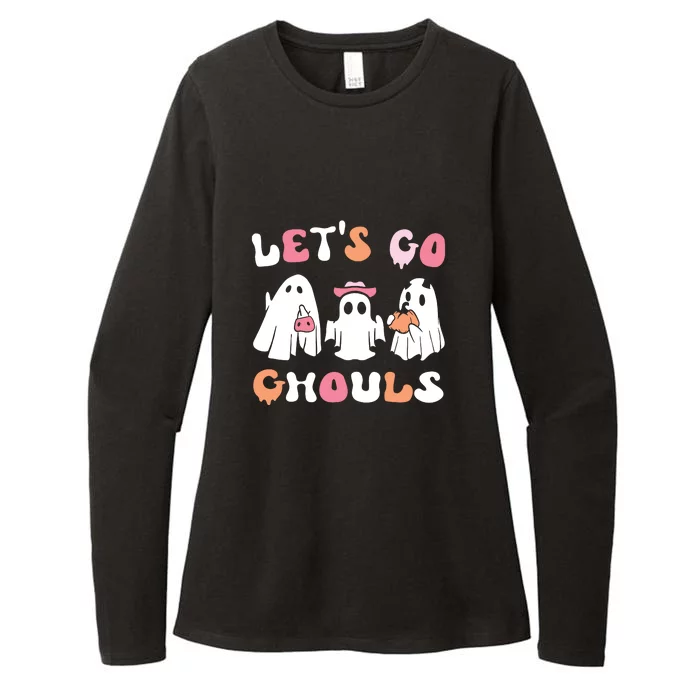 Lets Go Ghouls Halloween Ghost Womens CVC Long Sleeve Shirt