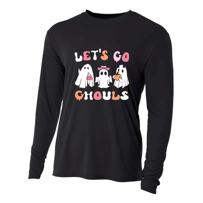 Lets Go Ghouls Halloween Ghost Cooling Performance Long Sleeve Crew