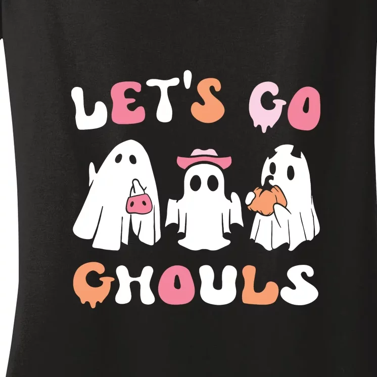 Lets Go Ghouls Halloween Ghost Women's V-Neck T-Shirt