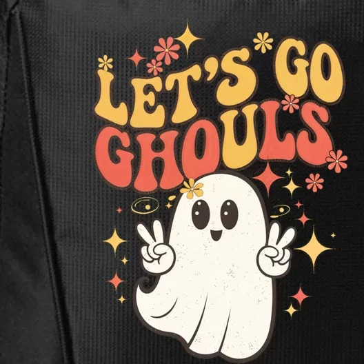 Lets Go Ghouls Ghost Cartoon Halloween Spooky Fun Gift City Backpack