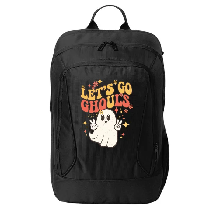 Lets Go Ghouls Ghost Cartoon Halloween Spooky Fun Gift City Backpack