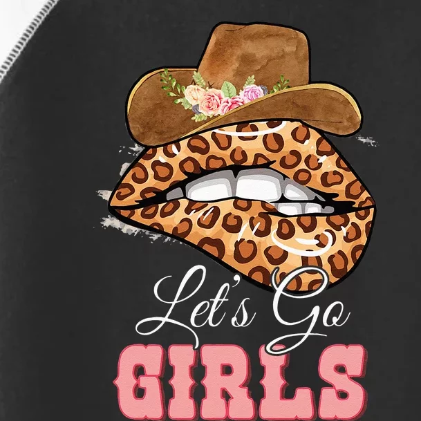 Lets Go Girls Leopard Lip Cowboy Hat Western Cowgirls Toddler Fine Jersey T-Shirt