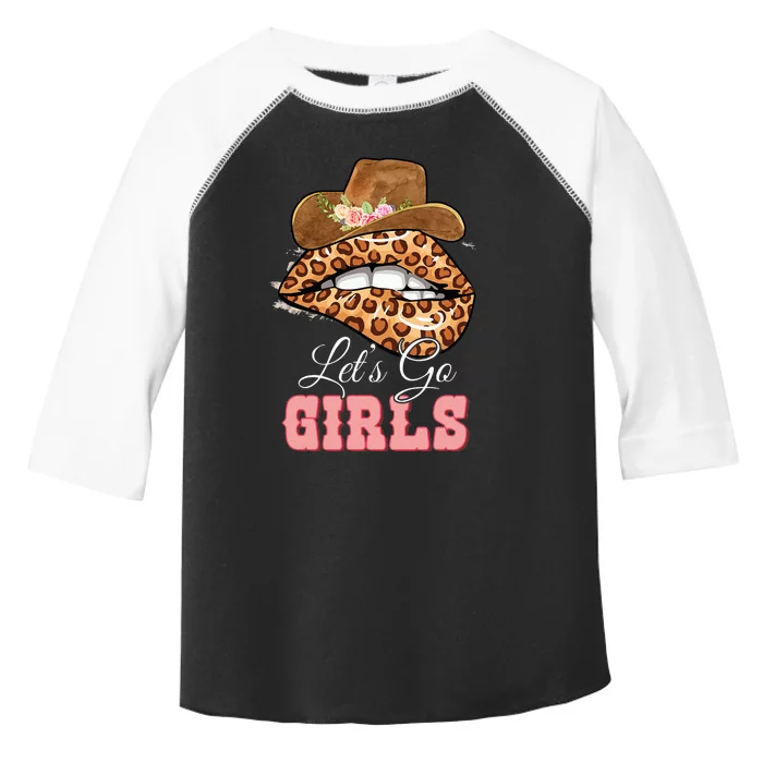 Lets Go Girls Leopard Lip Cowboy Hat Western Cowgirls Toddler Fine Jersey T-Shirt