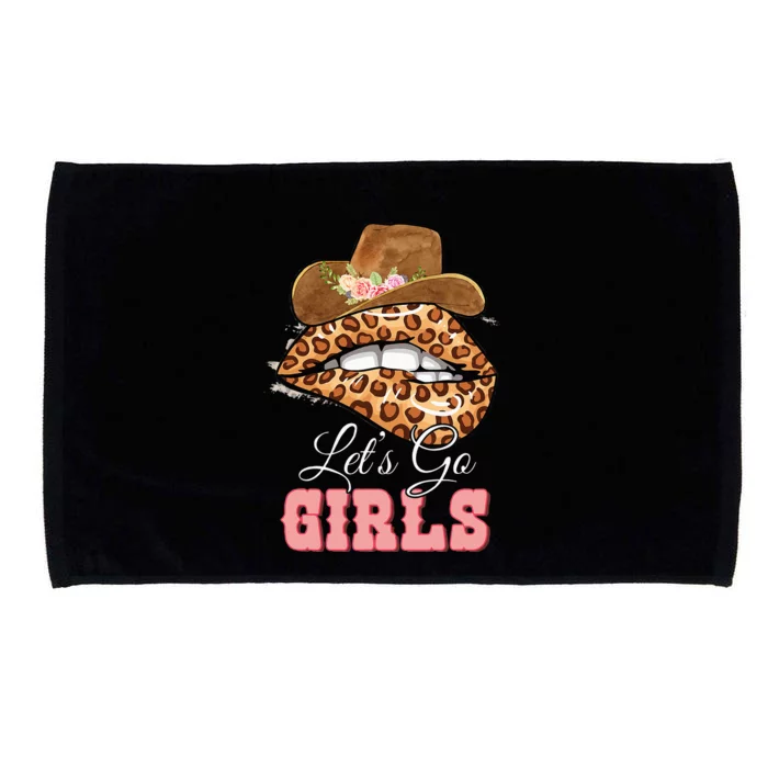 Lets Go Girls Leopard Lip Cowboy Hat Western Cowgirls Microfiber Hand Towel