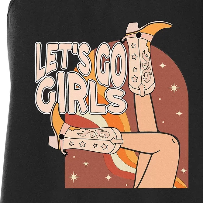 Lets Go Girls Cowgirl Boots Country Bachelorette Party Women's Racerback Tank