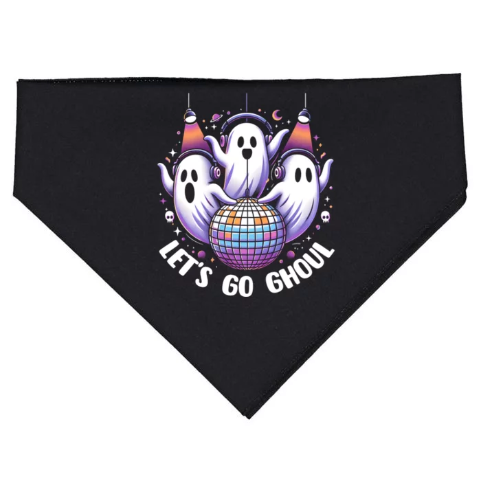 Lets Go Ghouls Retro Halloween Ghost Gift USA-Made Doggie Bandana