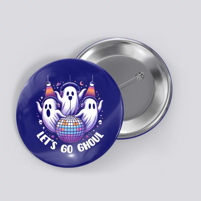 Lets Go Ghouls Retro Halloween Ghost Gift Button