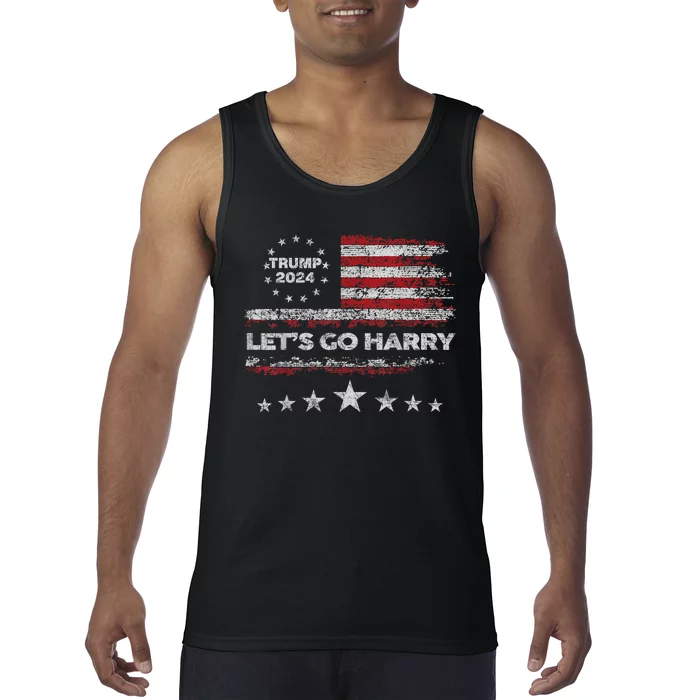 LetS Go Harry YouRe Voting Trump Today Vintage Us Flag Tank Top