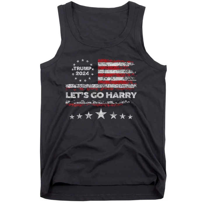 LetS Go Harry YouRe Voting Trump Today Vintage Us Flag Tank Top