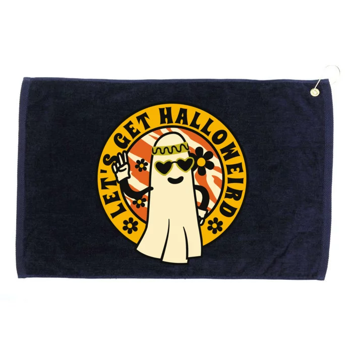 Let's Get Halloweird 60s Hippie Ghost Halloween Grommeted Golf Towel